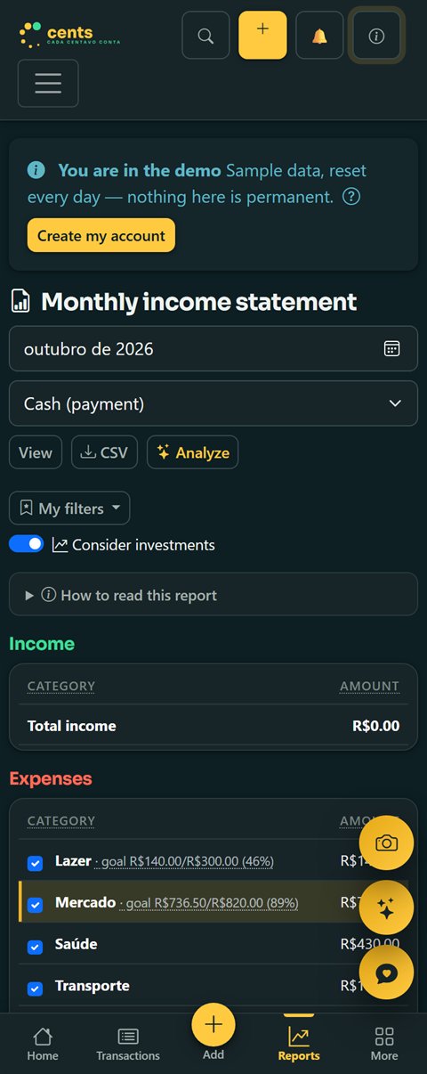 Monthly income statement on mobile