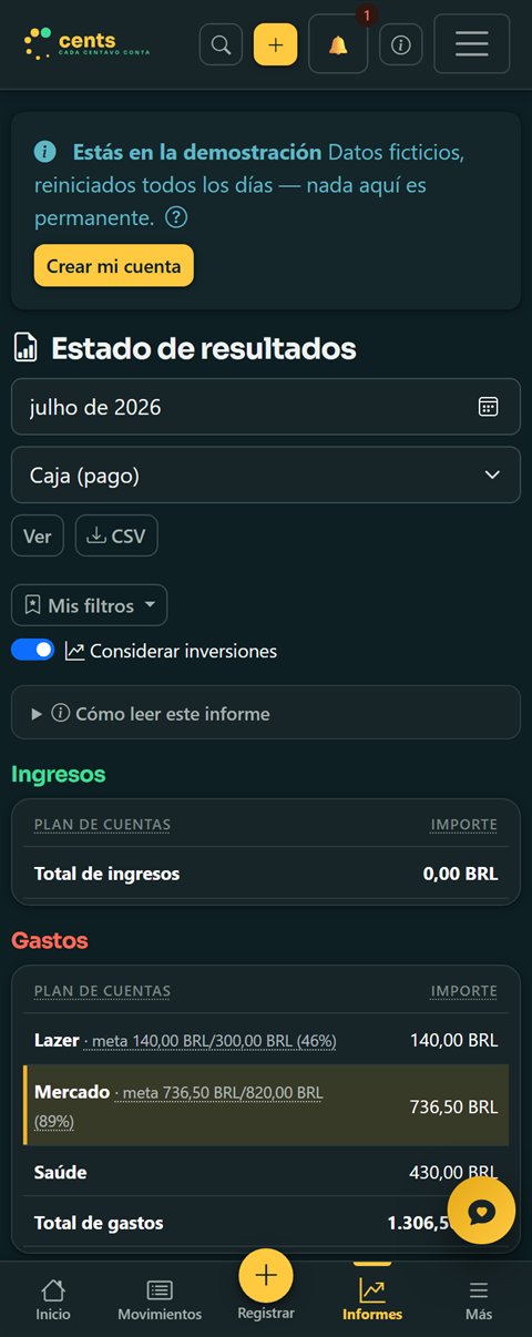 Estado de resultados mensual en el celular