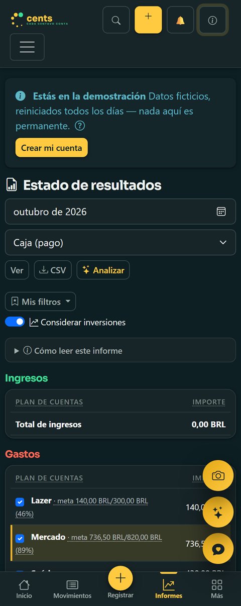 Estado de resultados mensual en el celular